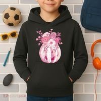 Pastel Floral Halloween Pumpkin Jackolantern Kids Hoodie thumb 2