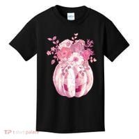Pastel Floral Halloween Pumpkin Jackolantern Kids T-Shirt thumb 0