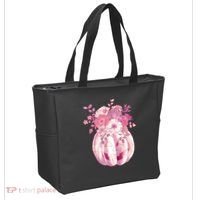Pastel Floral Halloween Pumpkin Jackolantern Tote Bag thumb 2