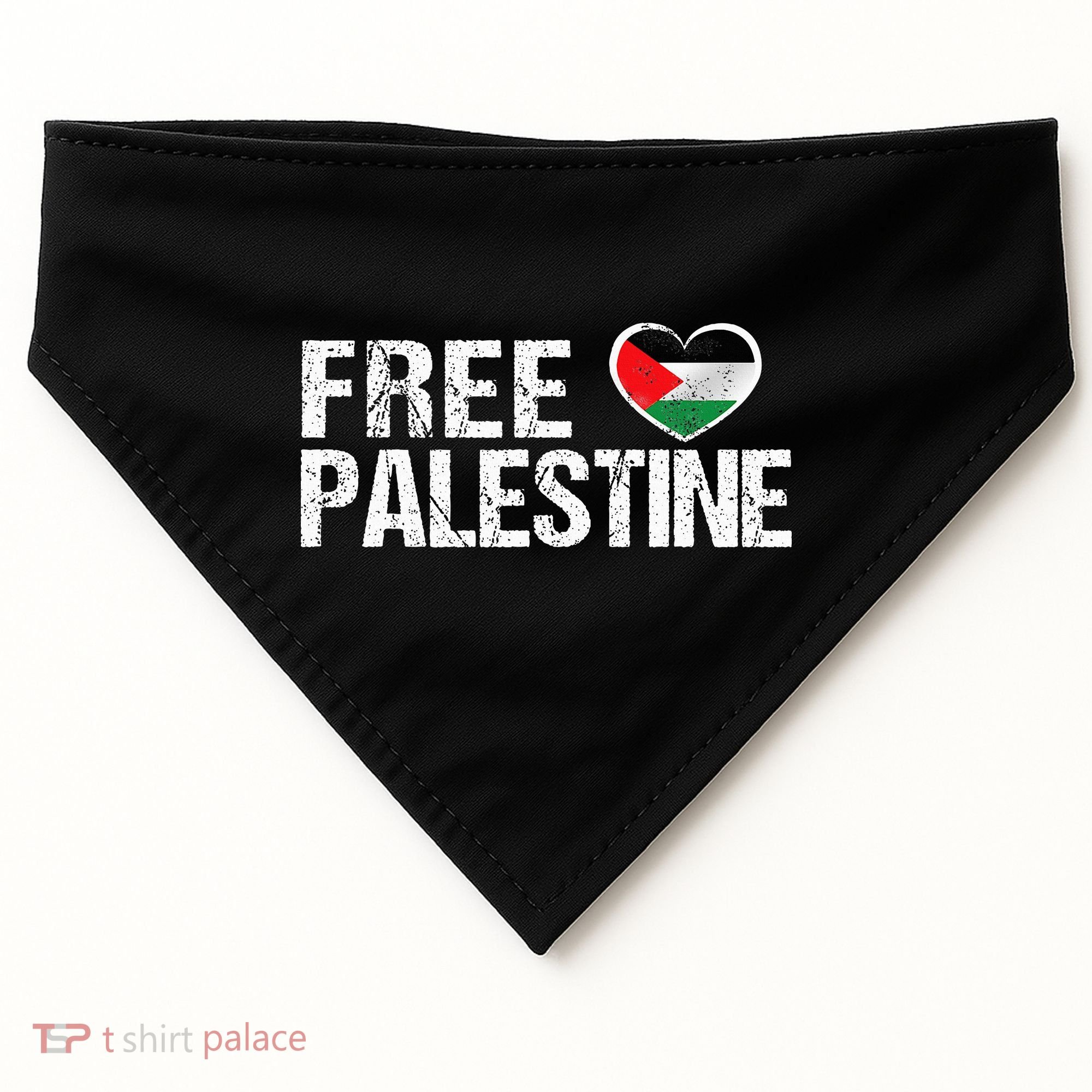 Palestine Flag heart Free Palestine USA-Made Doggie Bandana