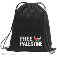 Palestine Flag heart Free Palestine Sweatshirt Cinch Pack Bag thumb 0
