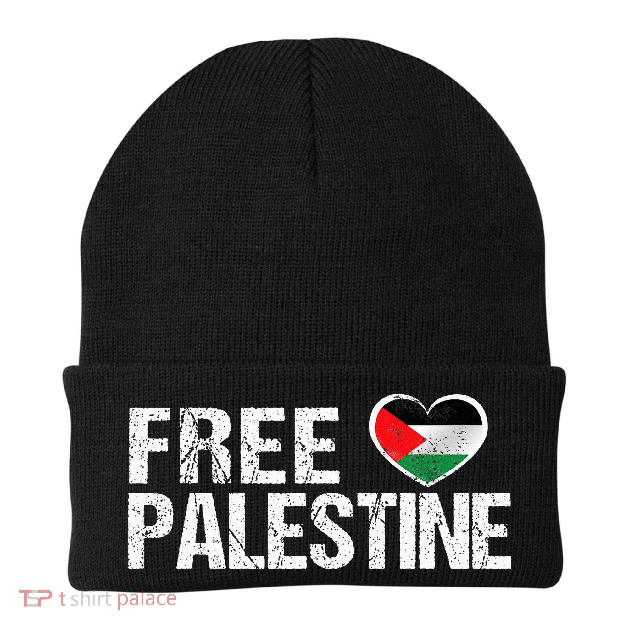 Palestine Flag heart Free Palestine Beanie