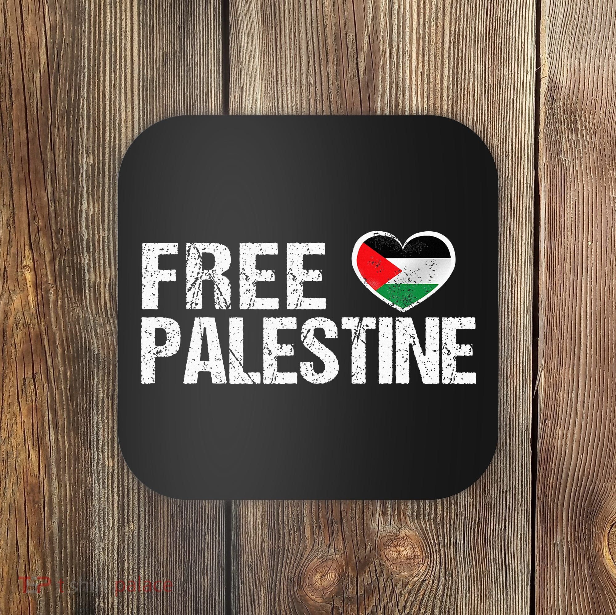 Palestine Flag heart Free Palestine Coaster