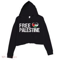 Palestine Flag heart Free Palestine Crop Fleece Hoodie thumb 0