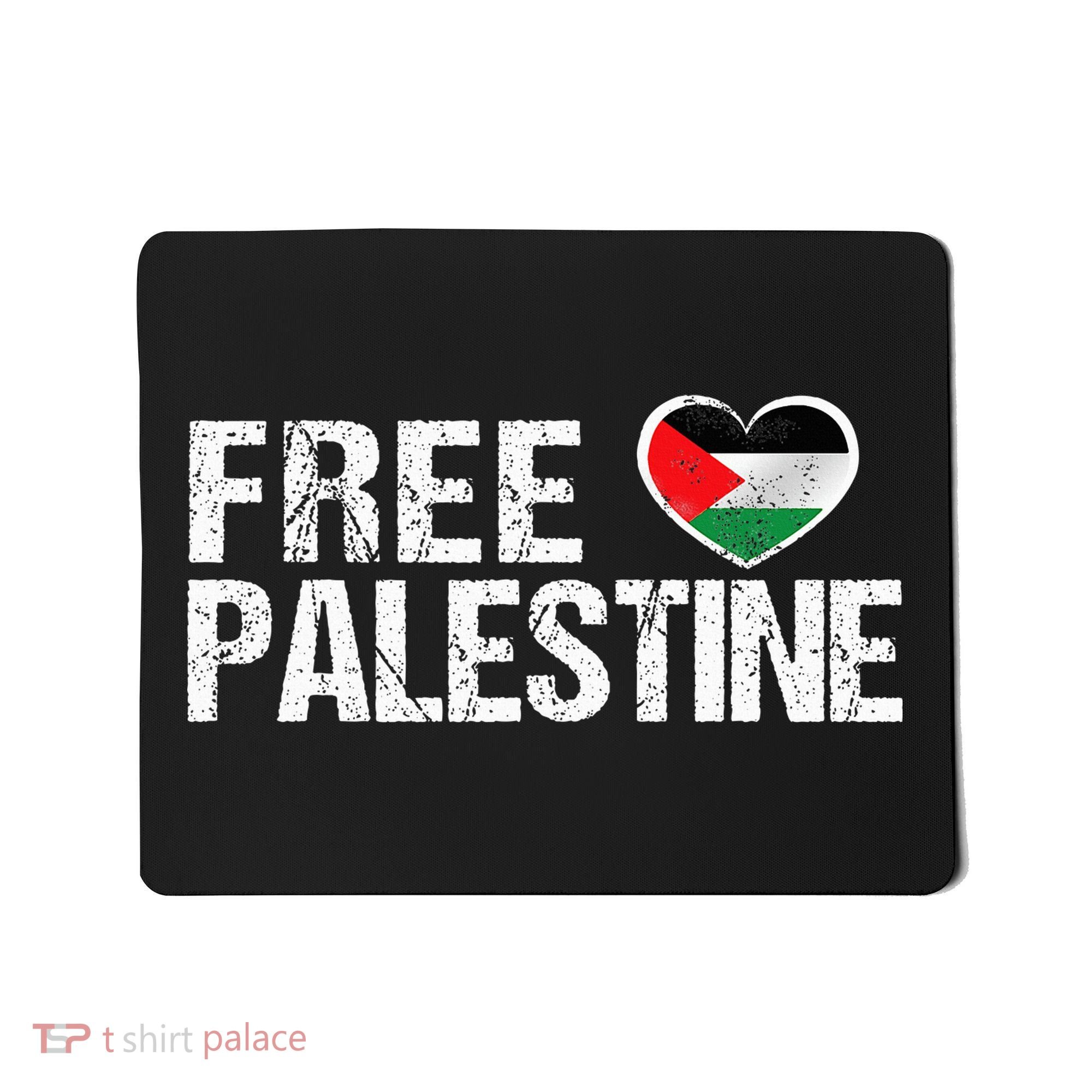 Palestine Flag heart Free Palestine Mousepad