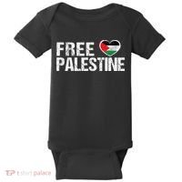 Palestine Flag heart Free Palestine Baby Bodysuit thumb 0