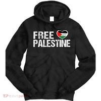Palestine Flag heart Free Palestine Tie Dye Hoodie thumb 0