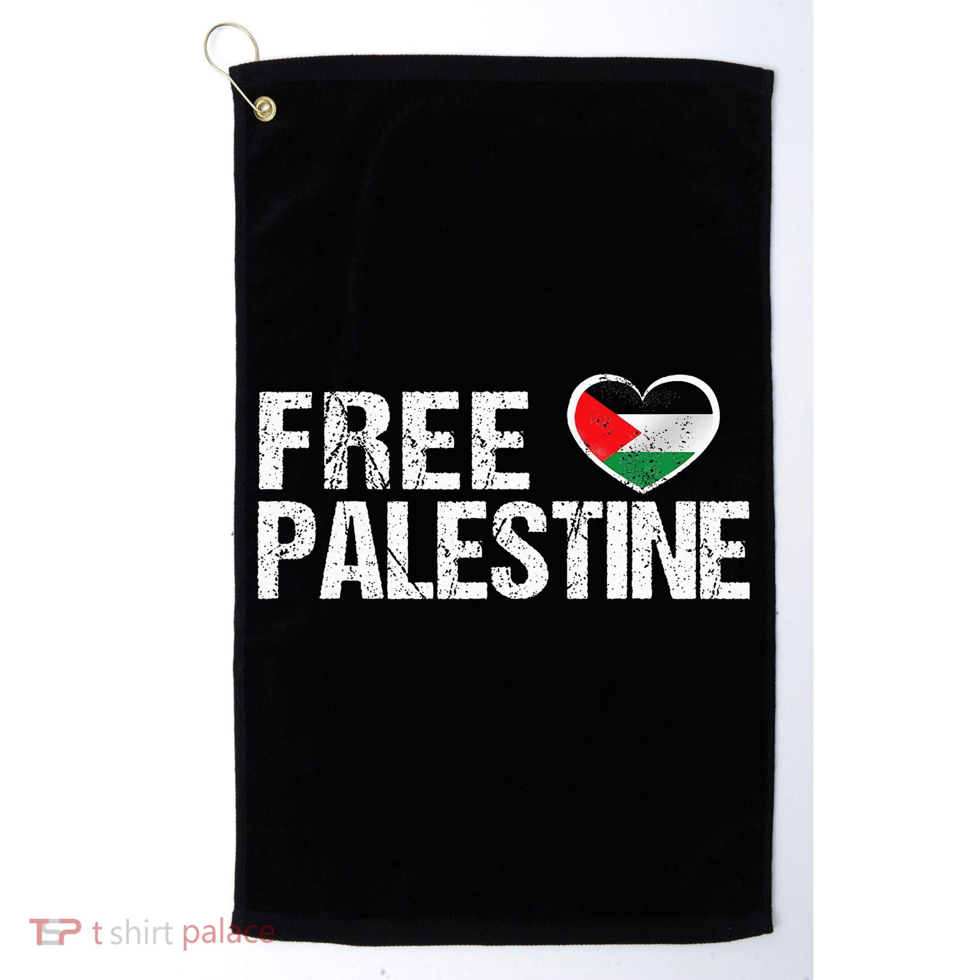 Palestine Flag heart Free Palestine Golf Towel