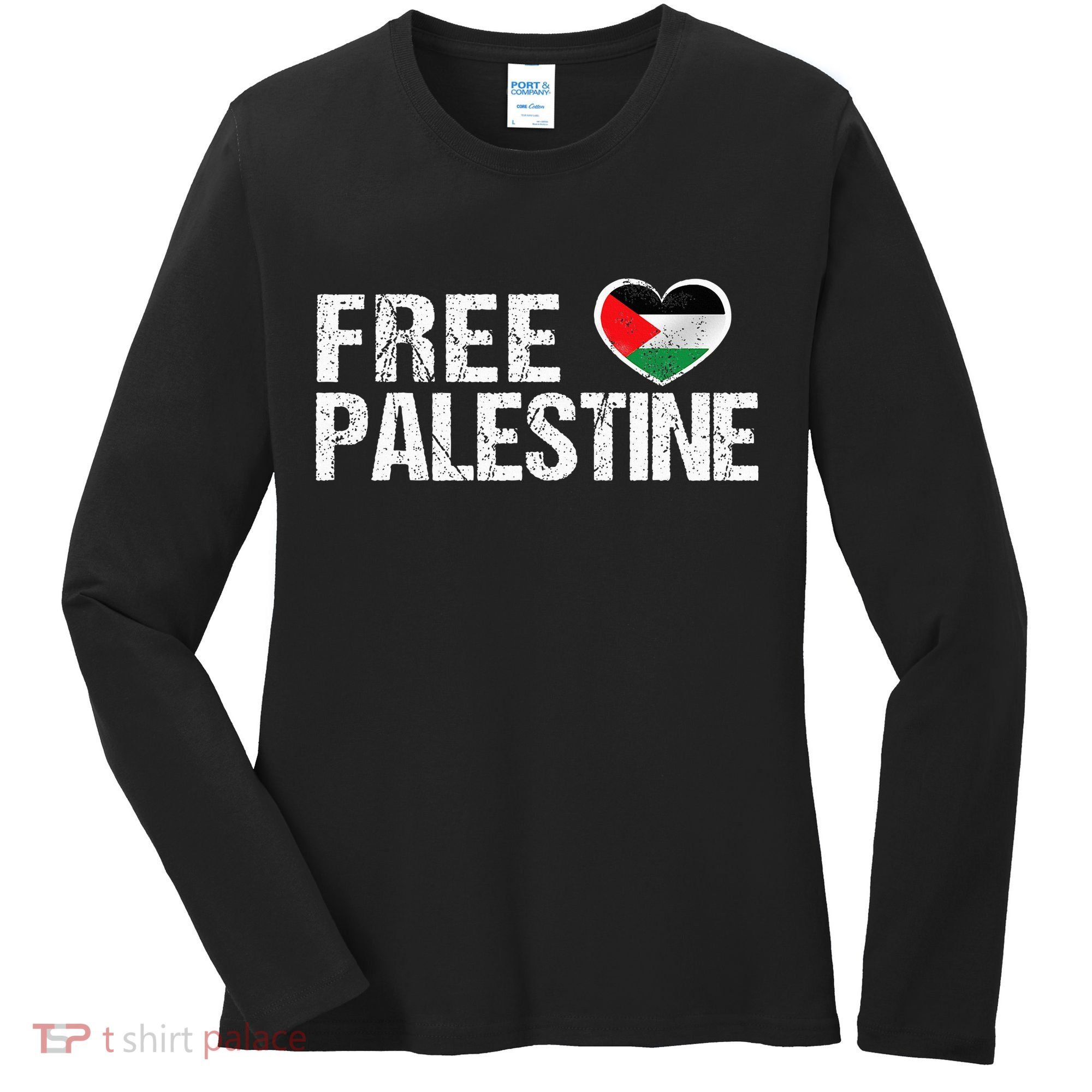 Palestine Flag heart Free Palestine Women's Long Sleeve Shirt