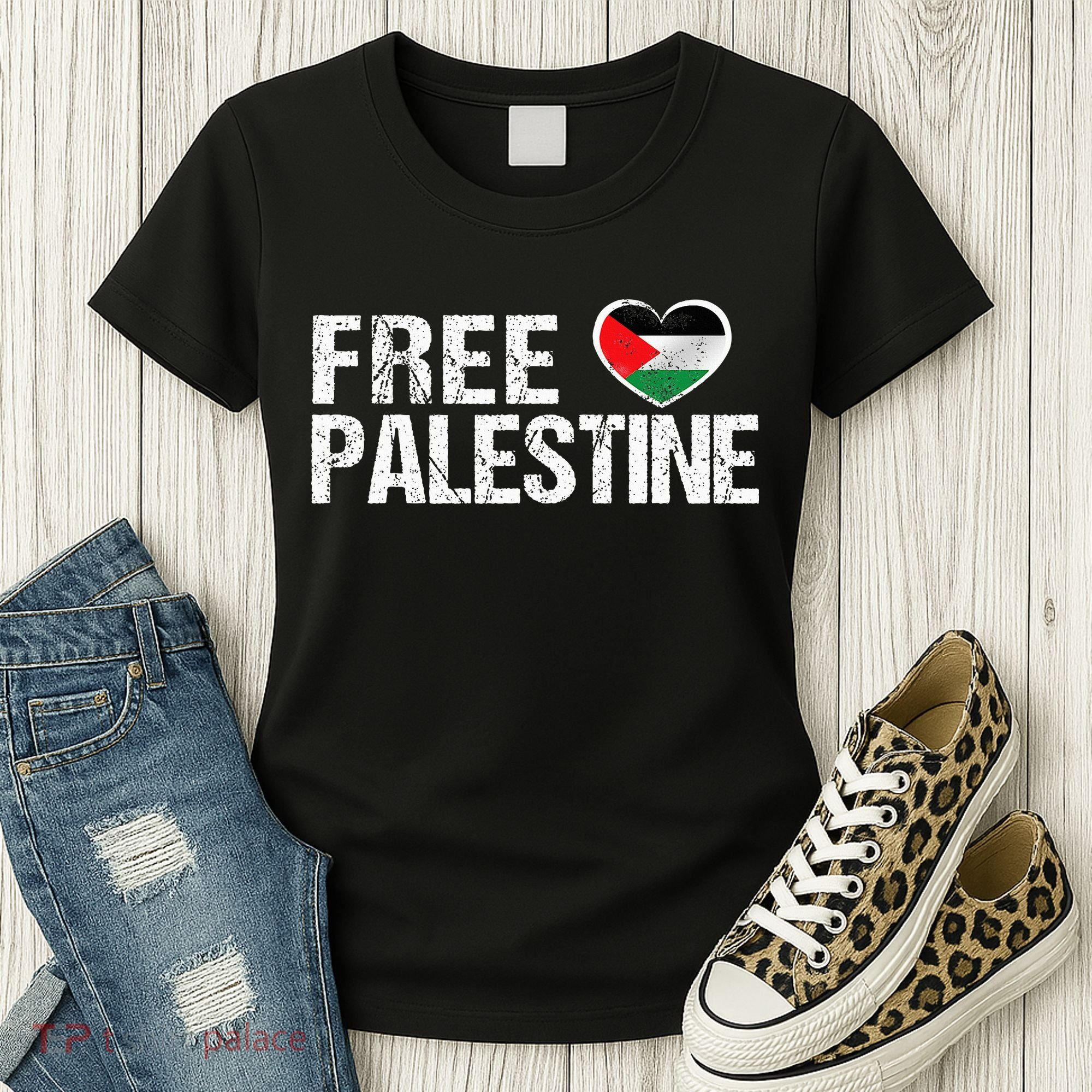 Palestine Flag heart Free Palestine Women's T-Shirt