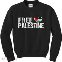 Palestine Flag heart Free Palestine Kids Sweatshirt thumb 0