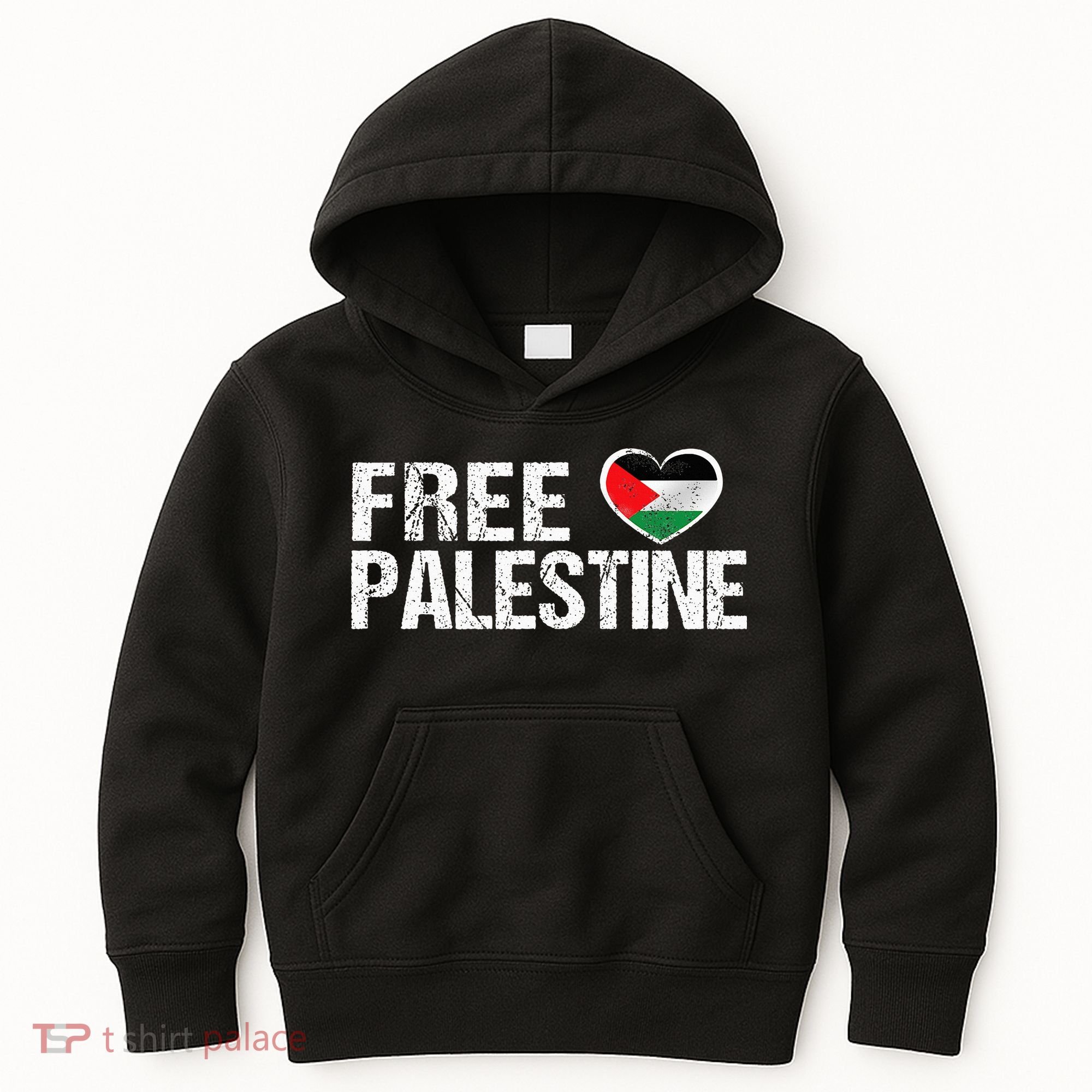 Palestine Flag heart Free Palestine Kids Hoodie