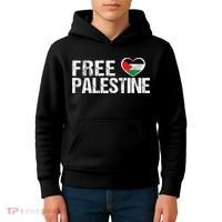 Palestine Flag heart Free Palestine Kids Hoodie thumb 4