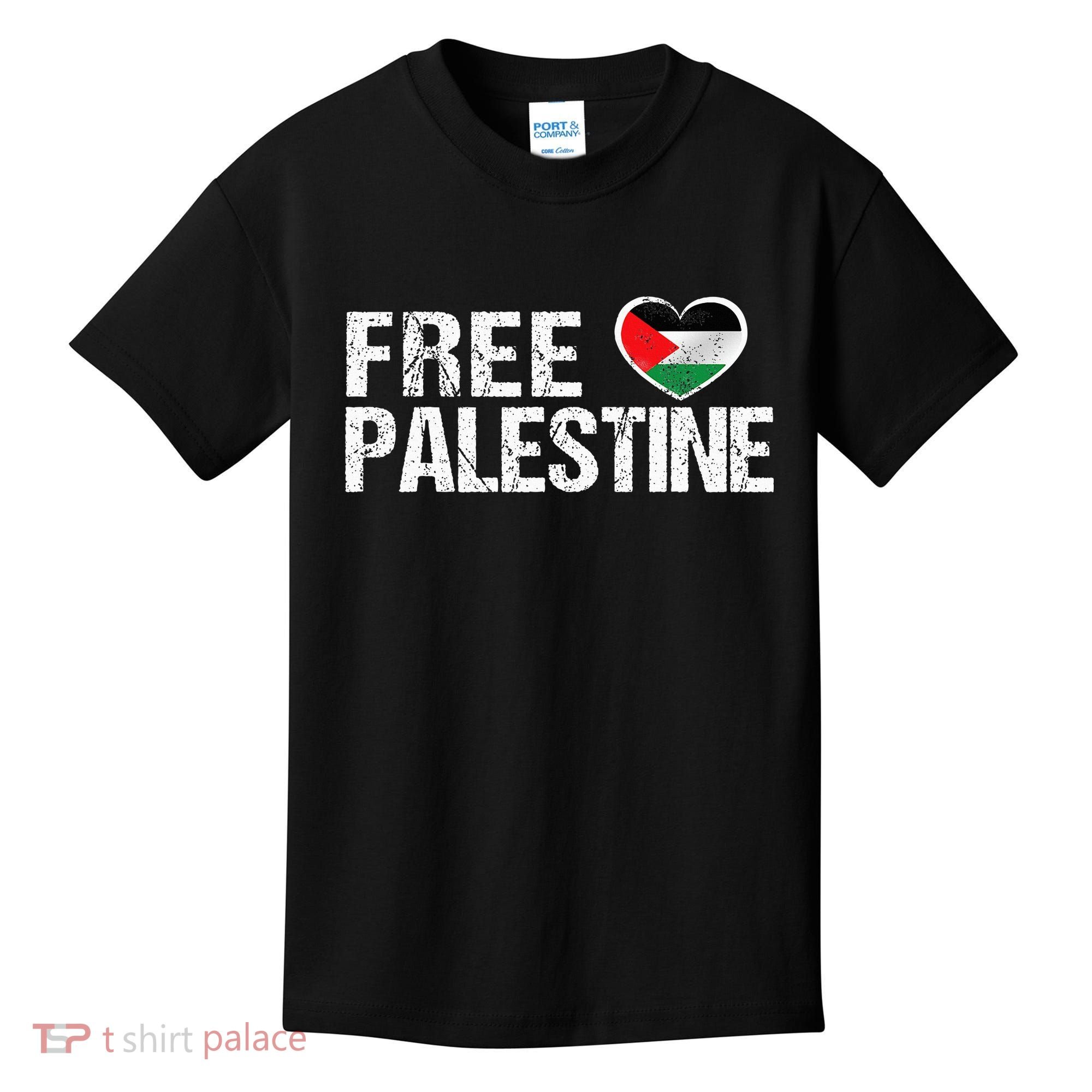 Palestine Flag heart Free Palestine Kids T-Shirt
