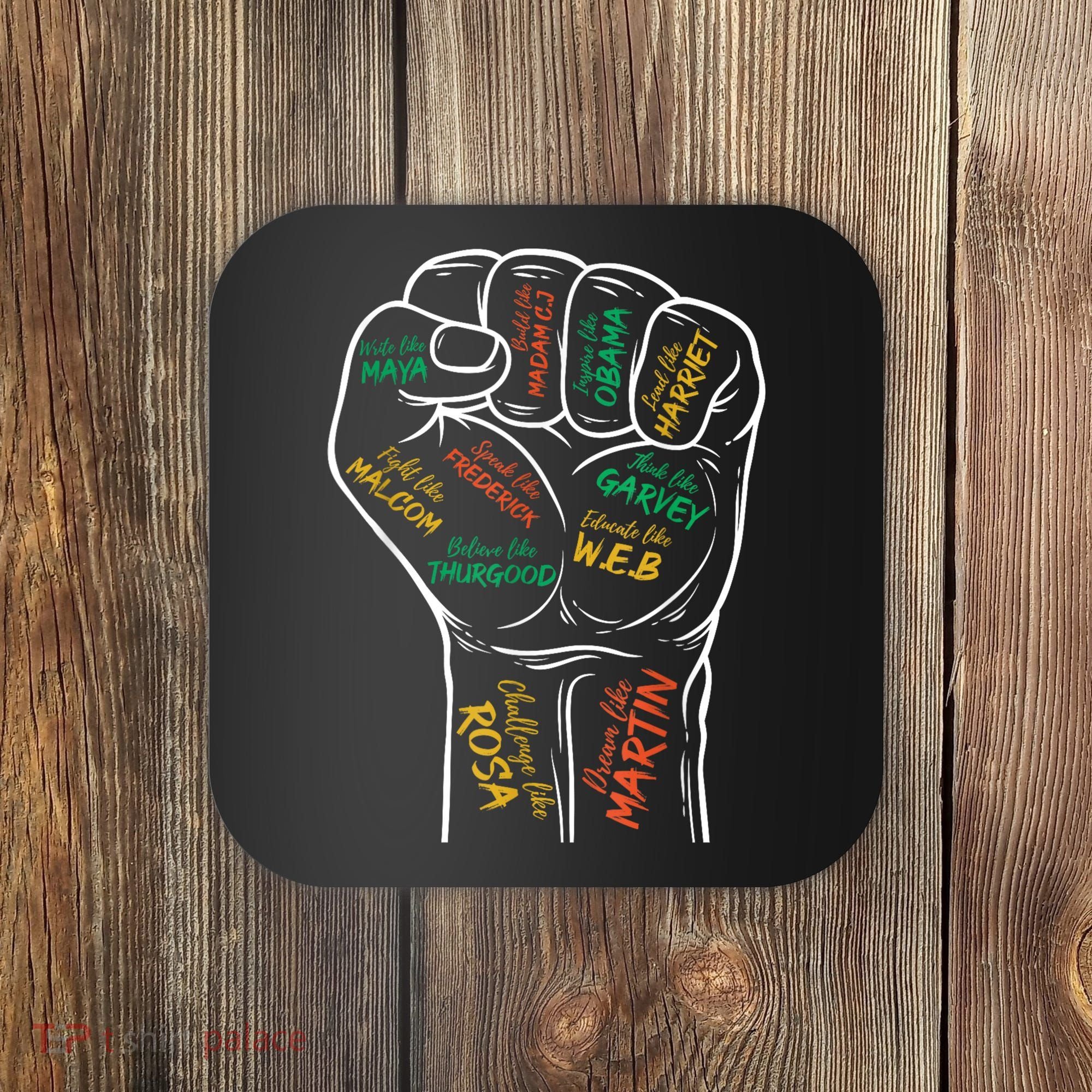 Power Fist Hand Inspiring Black Leaders Black History Coaster