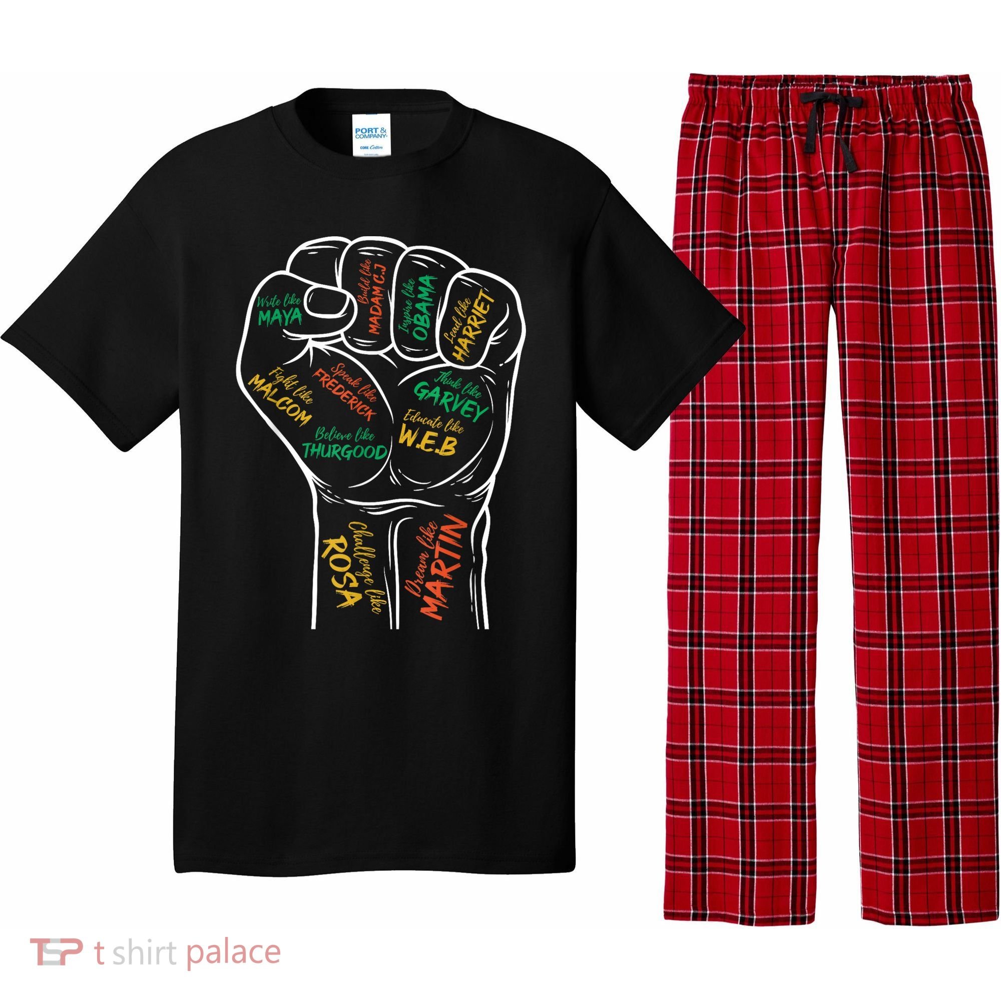 Power Fist Hand Inspiring Black Leaders Black History Pajama Set