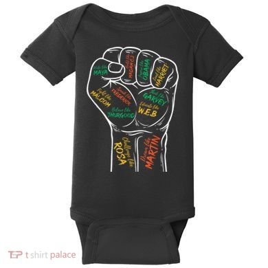 Power Fist Hand Inspiring Black Leaders Black History Baby Bodysuit