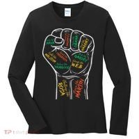 Power Fist Hand Inspiring Black Leaders Black History Women's Long Sleeve Shirt thumb 0
