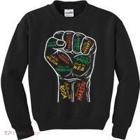 Power Fist Hand Inspiring Black Leaders Black History Kids Sweatshirt thumb 0