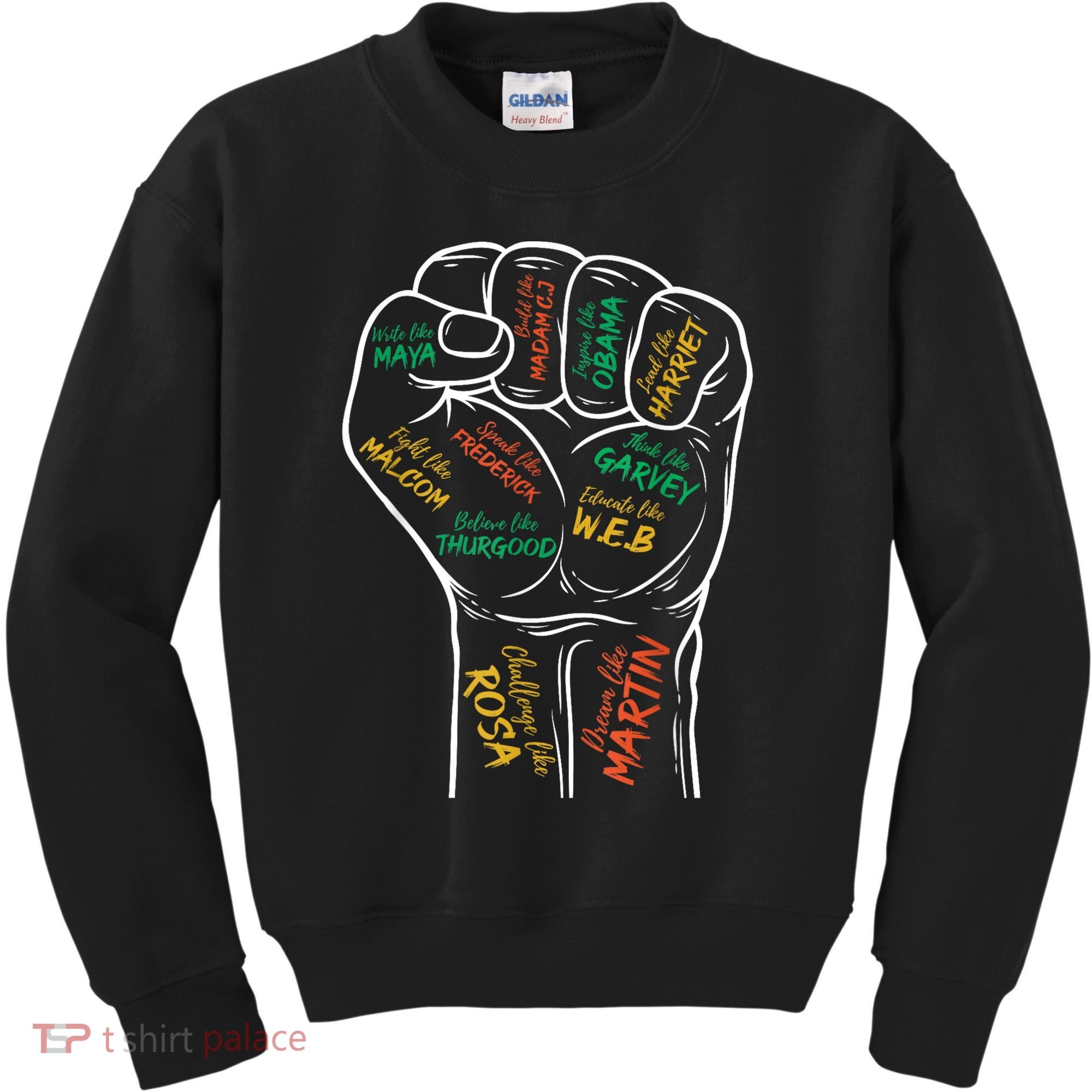 Power Fist Hand Inspiring Black Leaders Black History Kids Sweatshirt