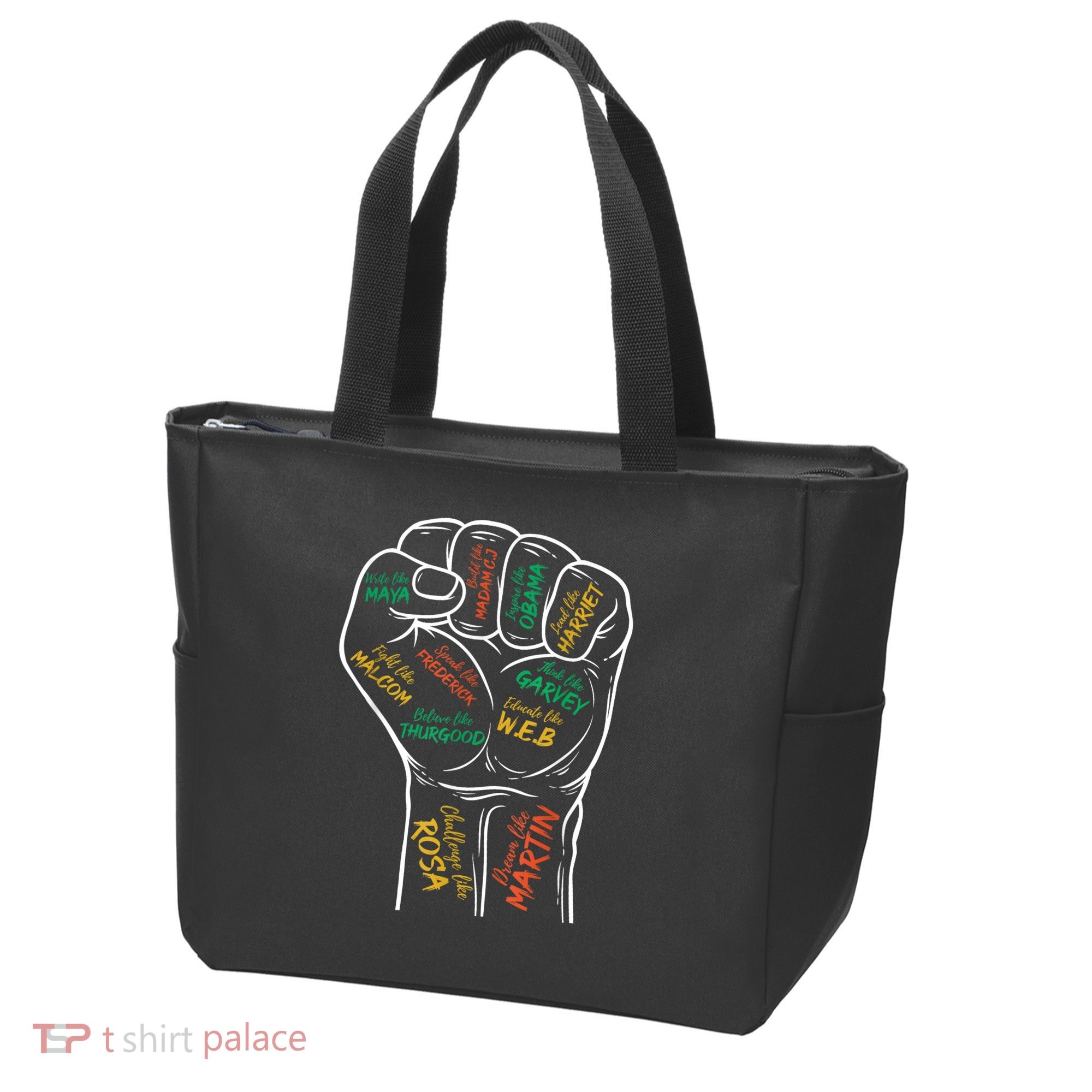 Power Fist Hand Inspiring Black Leaders Black History Tote Bag