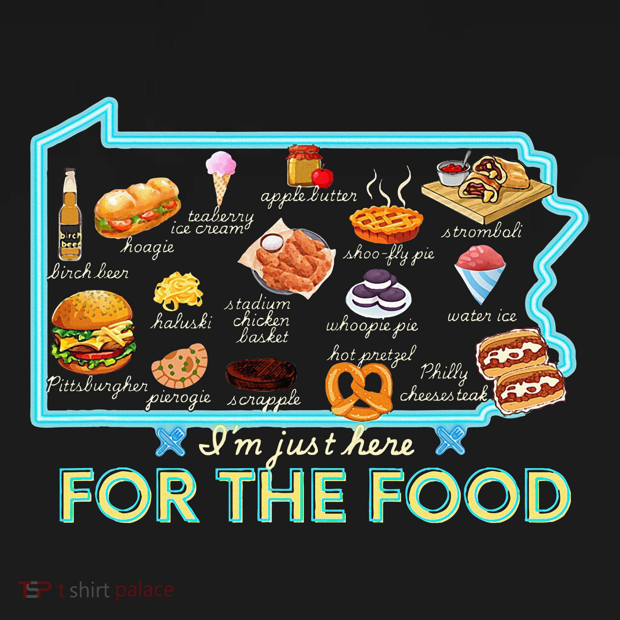 Pennsylvania Foods IM Just Here For The Food Pa Snack Map Women's Tank Top