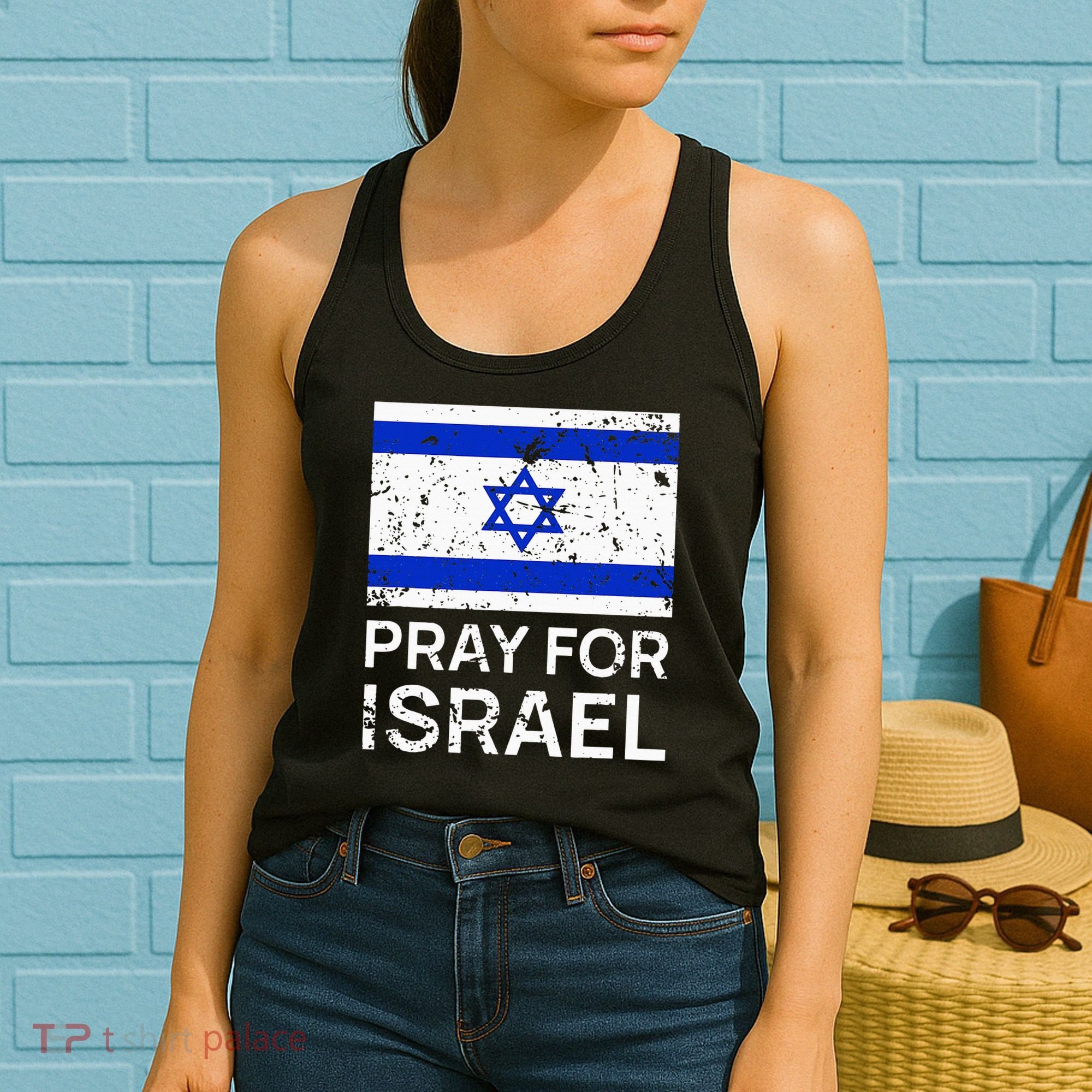Pray for Israel 2021 Praying for Israeli Flag Women's Tank Top