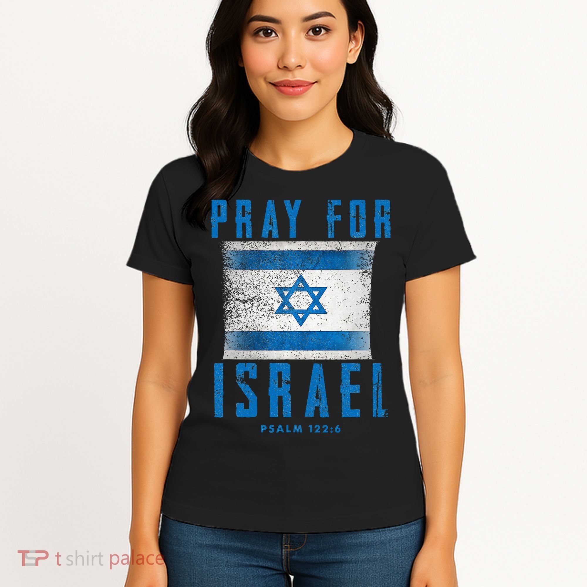 Pray for Israel Psalm 122 6 Israel Flag Women's T-Shirt