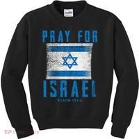 Pray for Israel Psalm 122 6 Israel Flag Kids Sweatshirt thumb 0