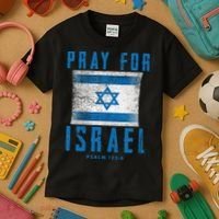 Pray for Israel Psalm 122 6 Israel Flag Kids T-Shirt thumb 3
