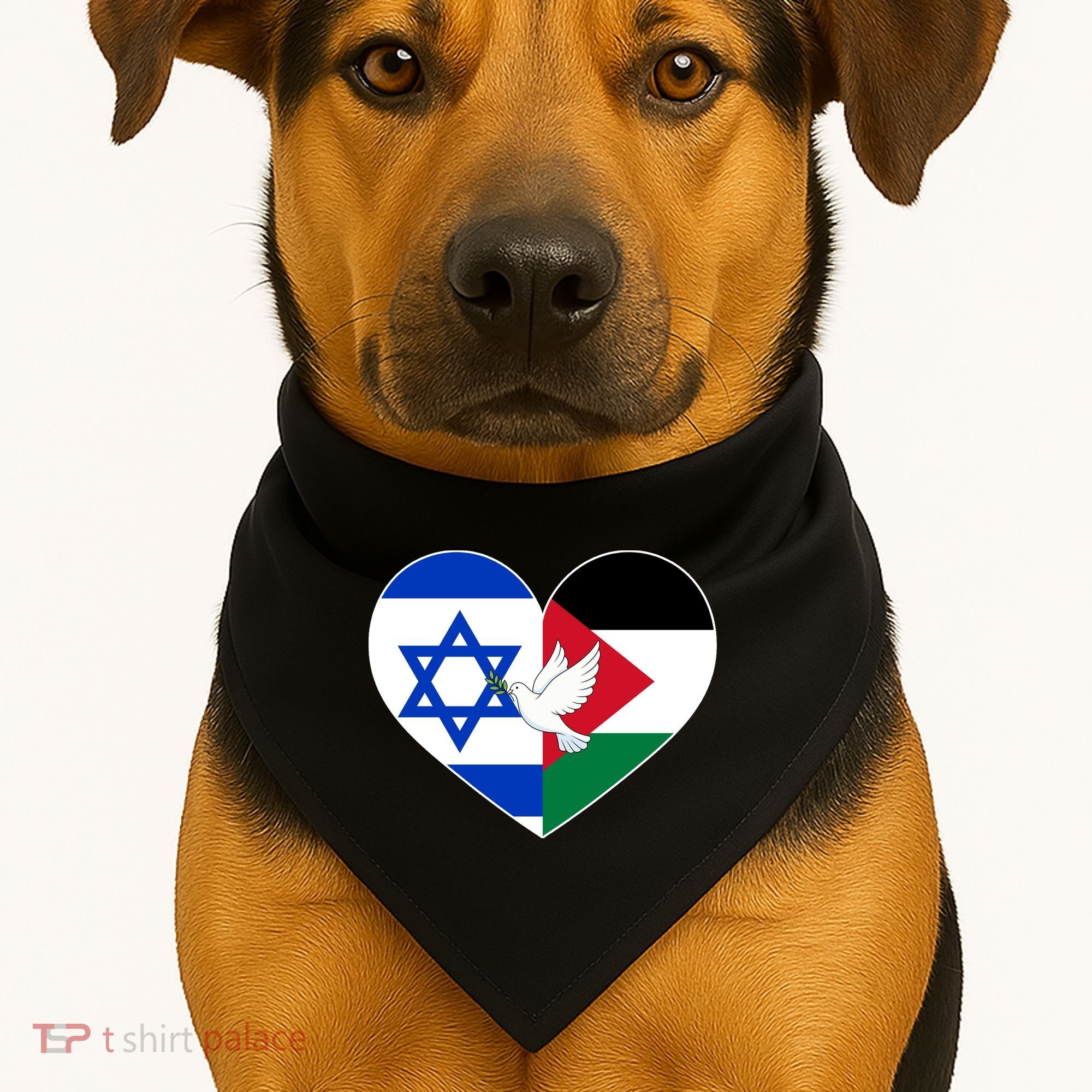 Peace For Israel And Palestine USA-Made Doggie Bandana
