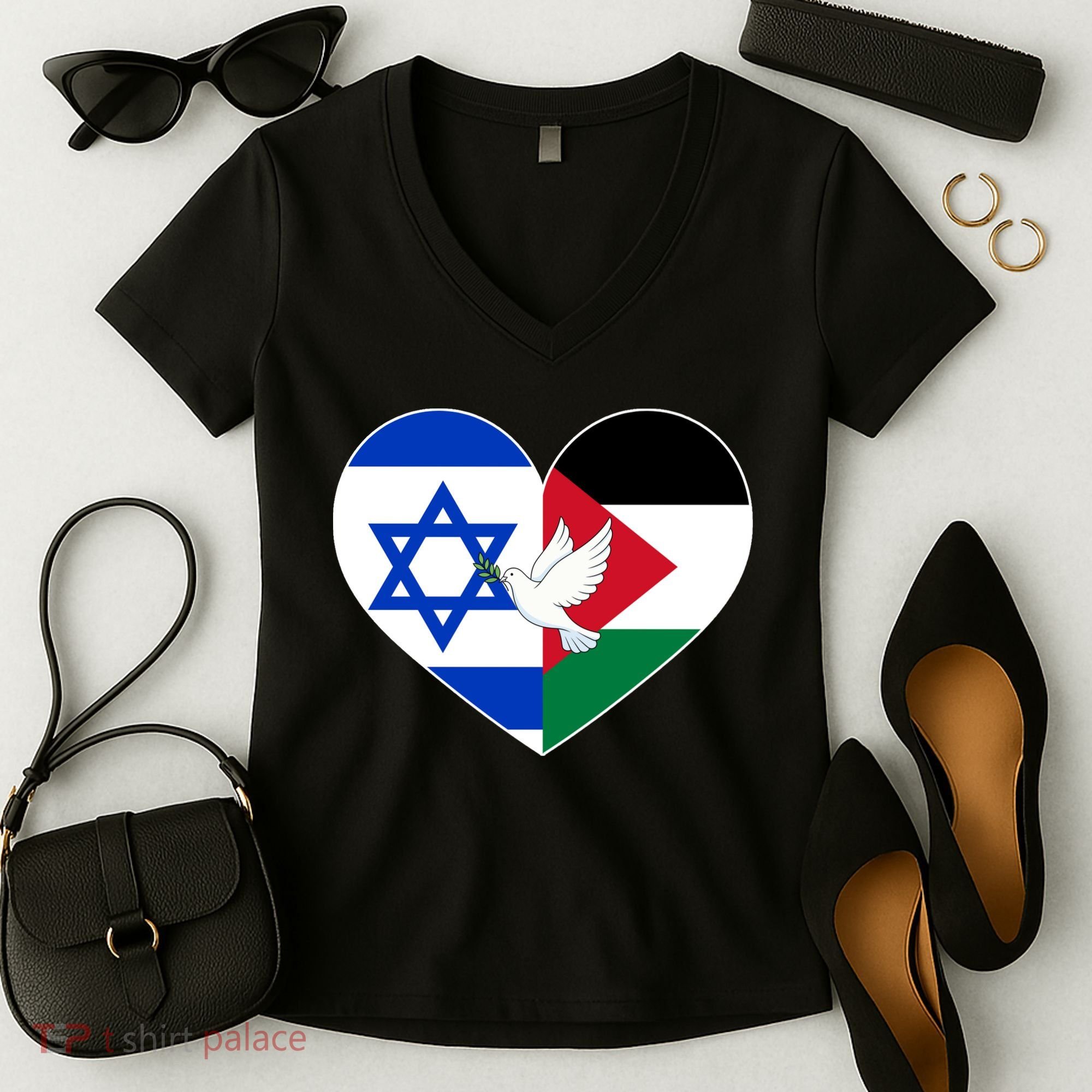 Peace For Israel And Palestine Women's V-Neck T-Shirt