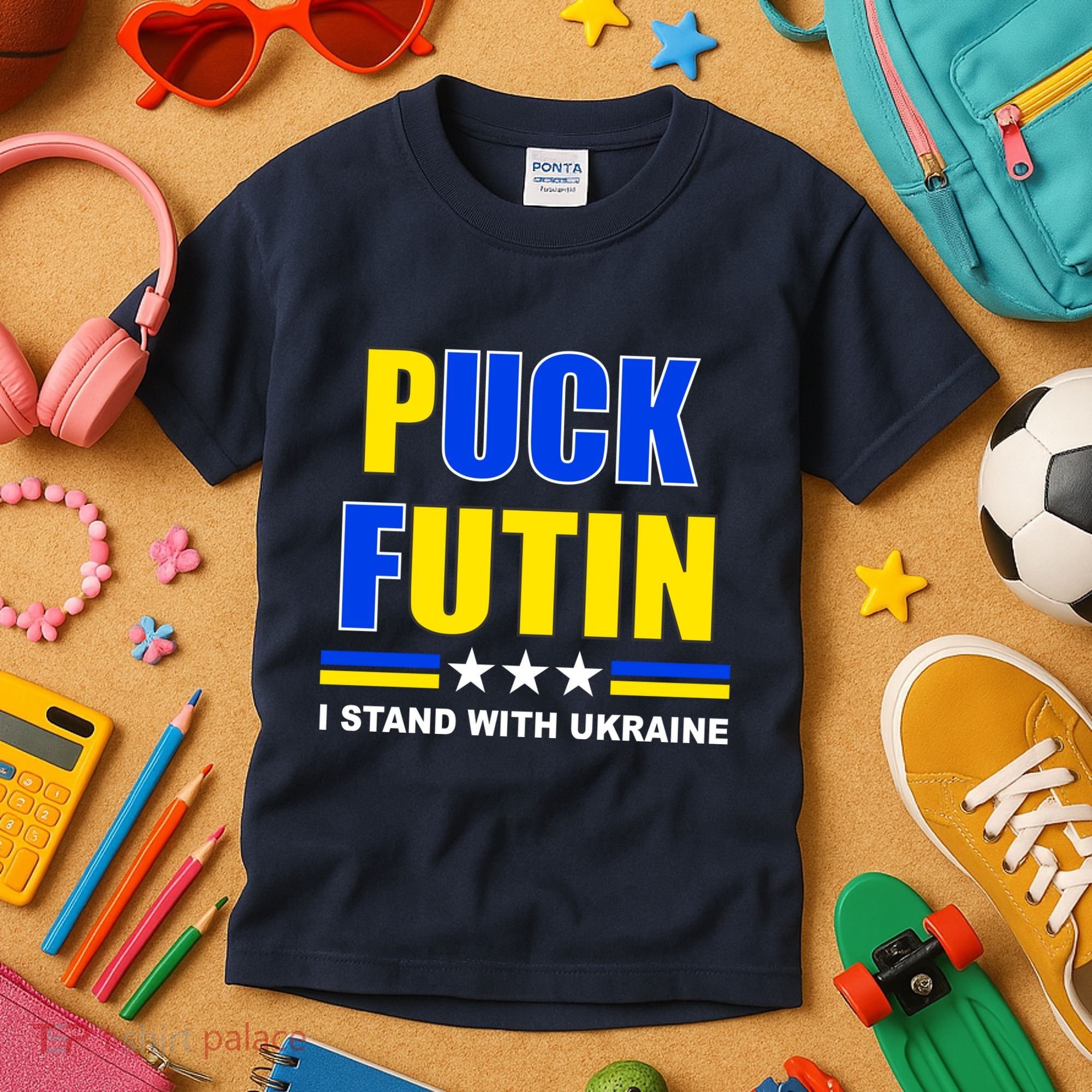 Puck Futin I Stand With Ukraine Kids T-Shirt