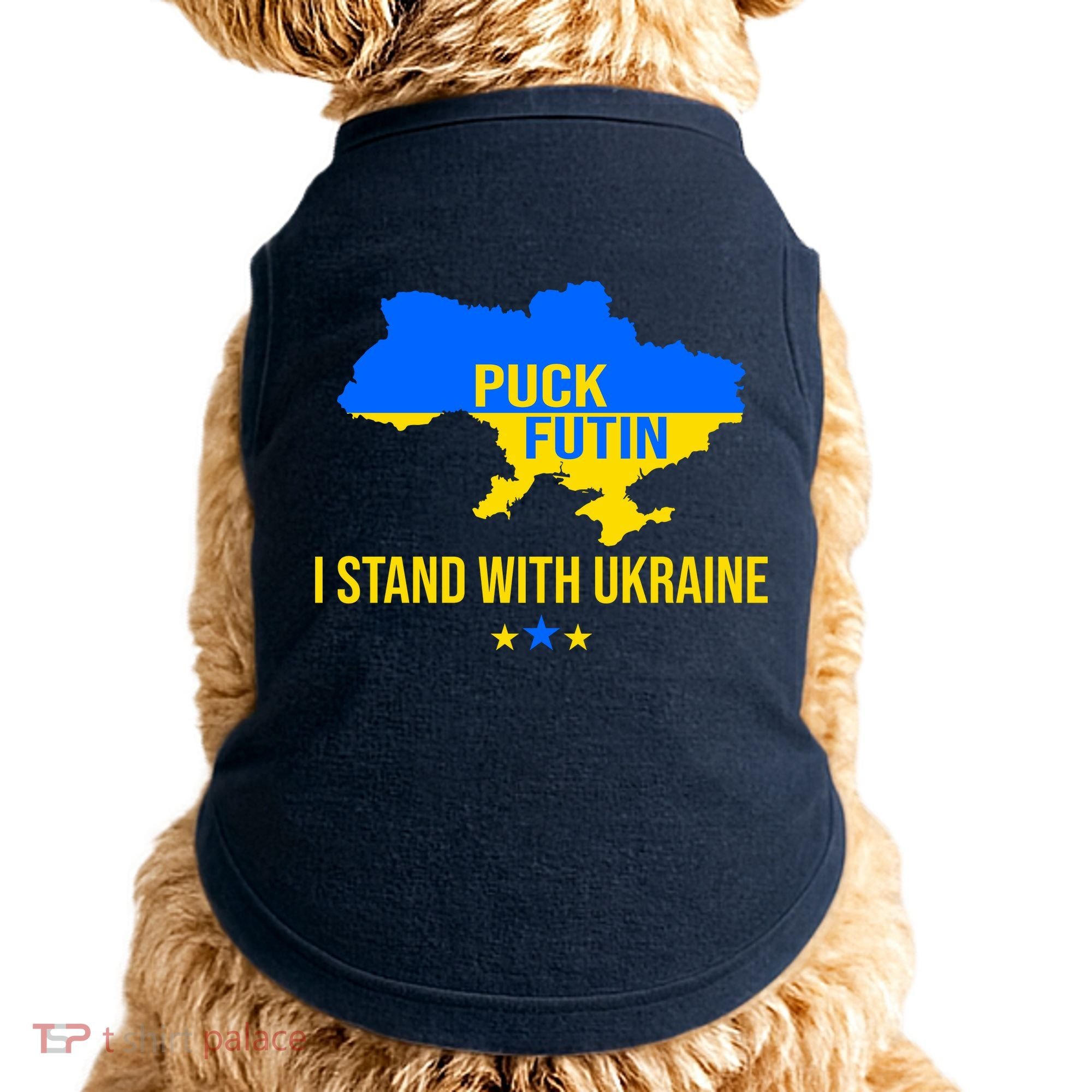 Puck Futin I Stand With Ukraine Support Flag Doggie Tank