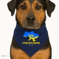 Puck Futin I Stand With Ukraine Support Flag USA-Made Doggie Bandana thumb 1