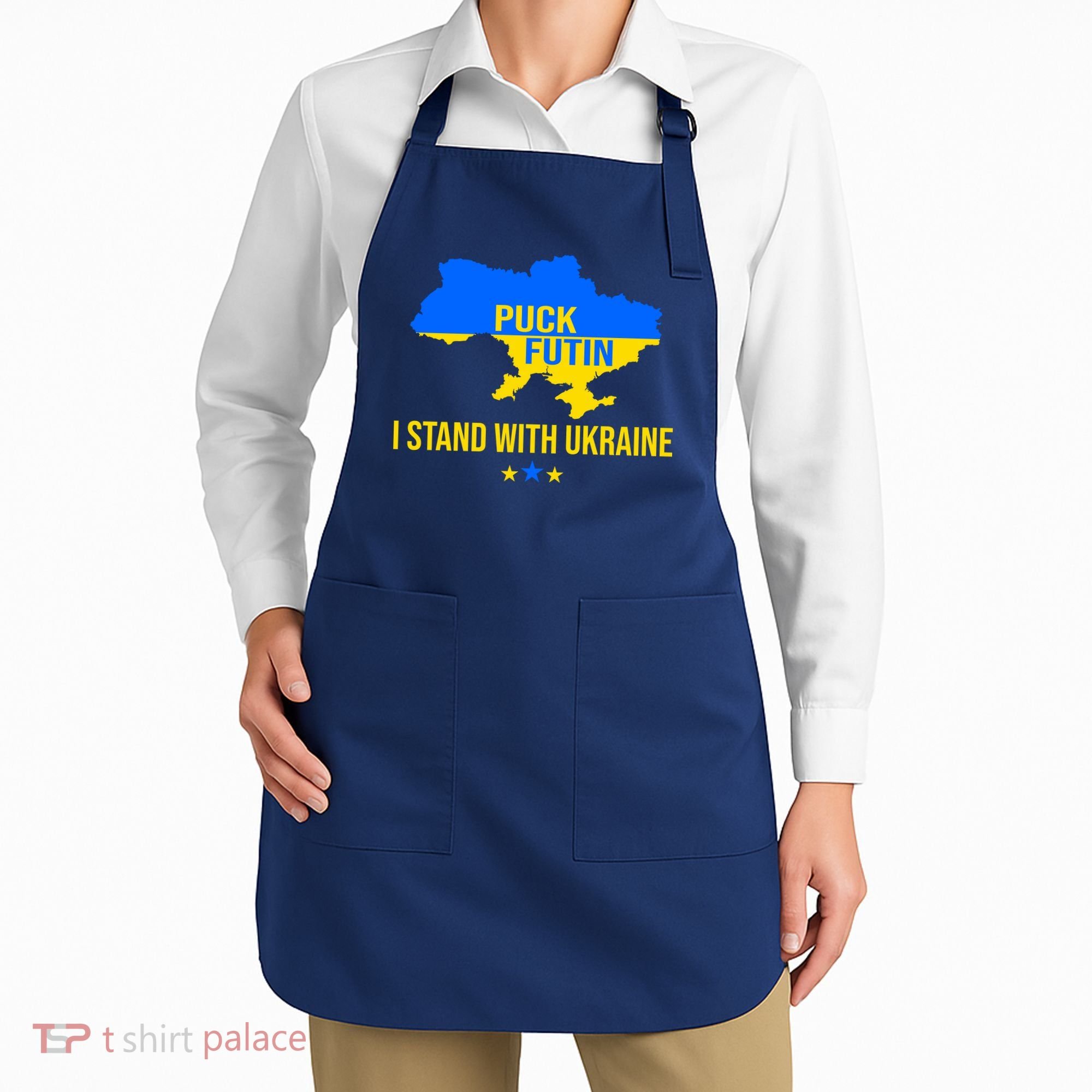 Puck Futin I Stand With Ukraine Support Flag Apron
