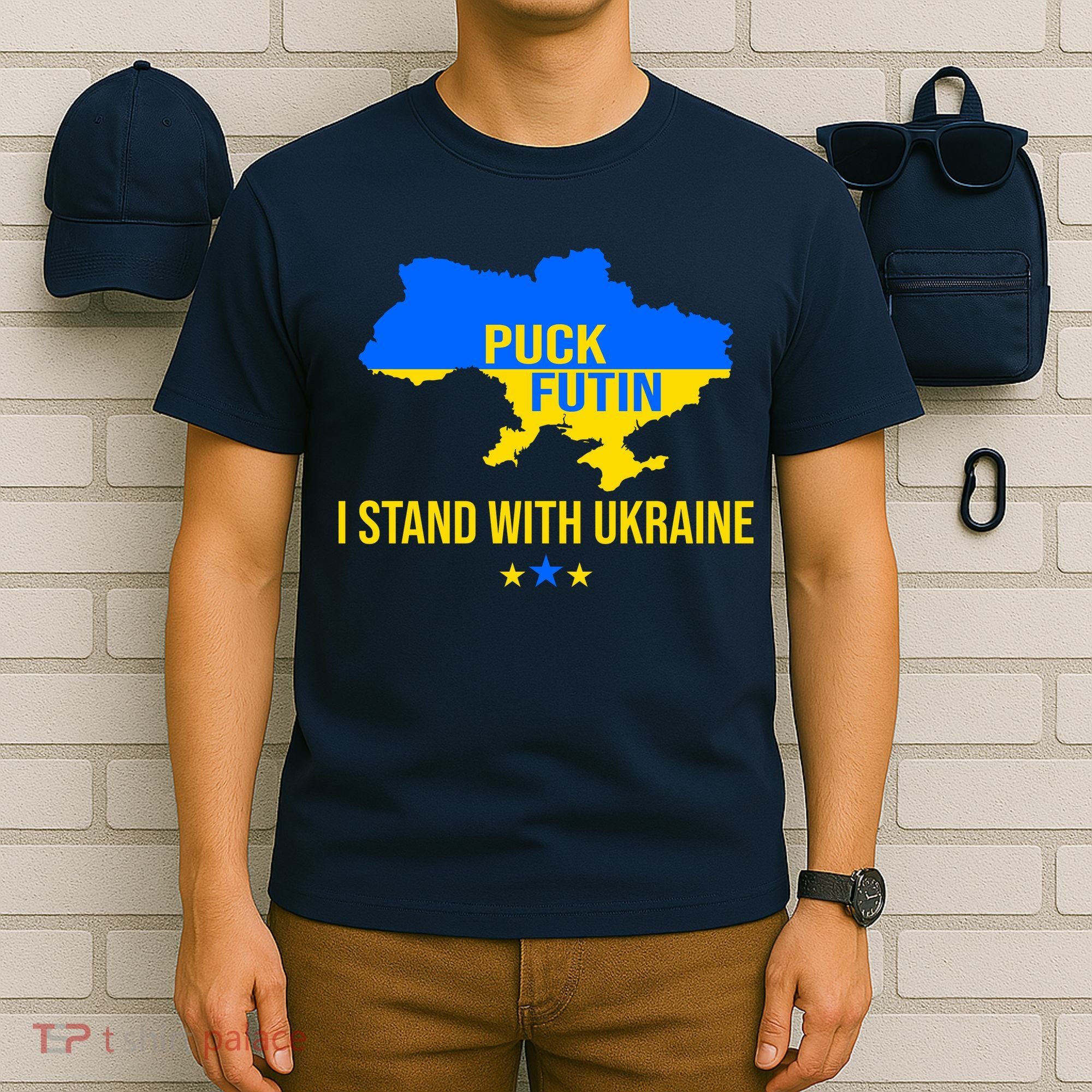 Puck Futin I Stand With Ukraine Support Flag T-Shirt