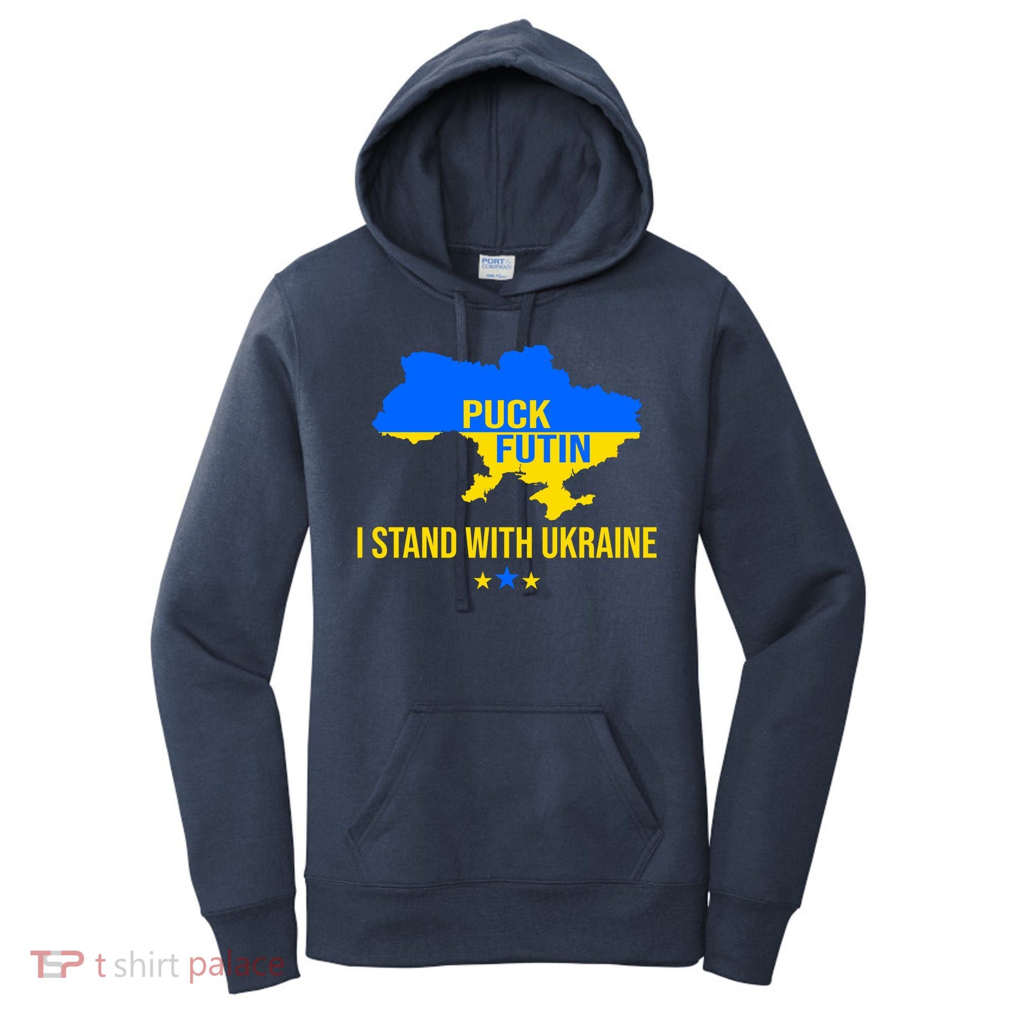 Puck Futin I Stand With Ukraine Support Flag Women's Hoodie