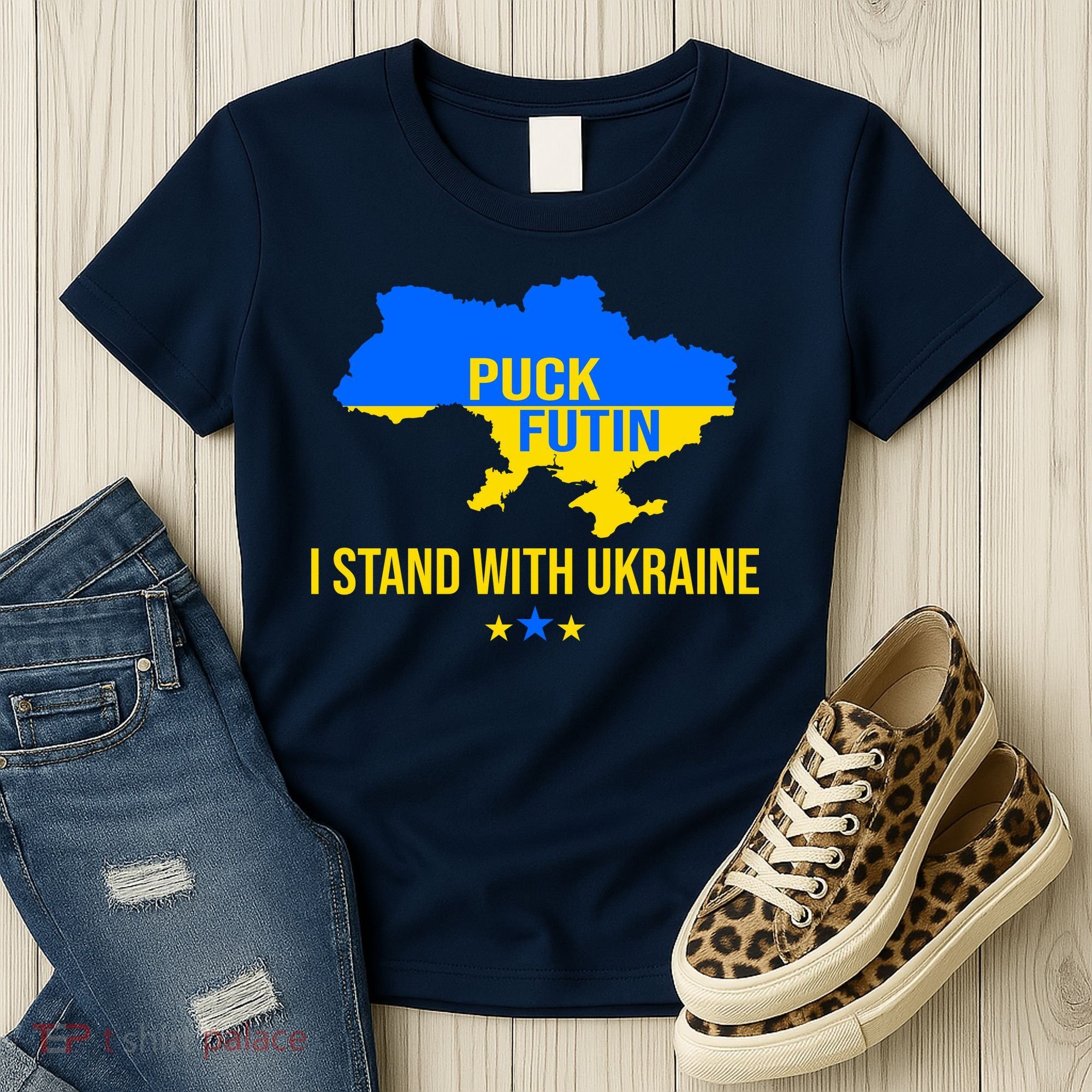 Puck Futin I Stand With Ukraine Support Flag Women's T-Shirt