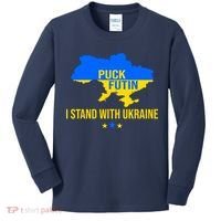 Puck Futin I Stand With Ukraine Support Flag Kids Long Sleeve Shirt thumb 0