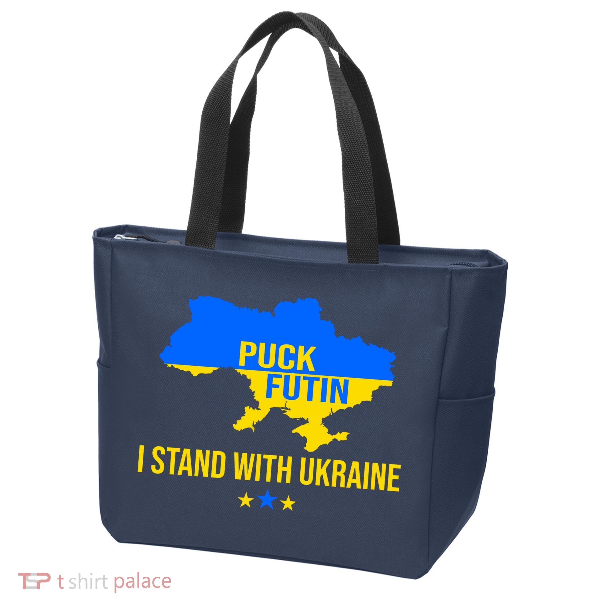 Puck Futin I Stand With Ukraine Support Flag Tote Bag