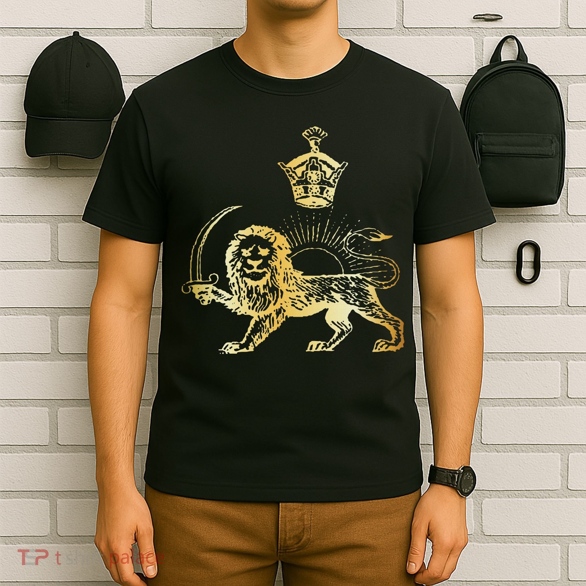 Persian Flag Iranian Lion Sun And Crown Iran Persia T-Shirt