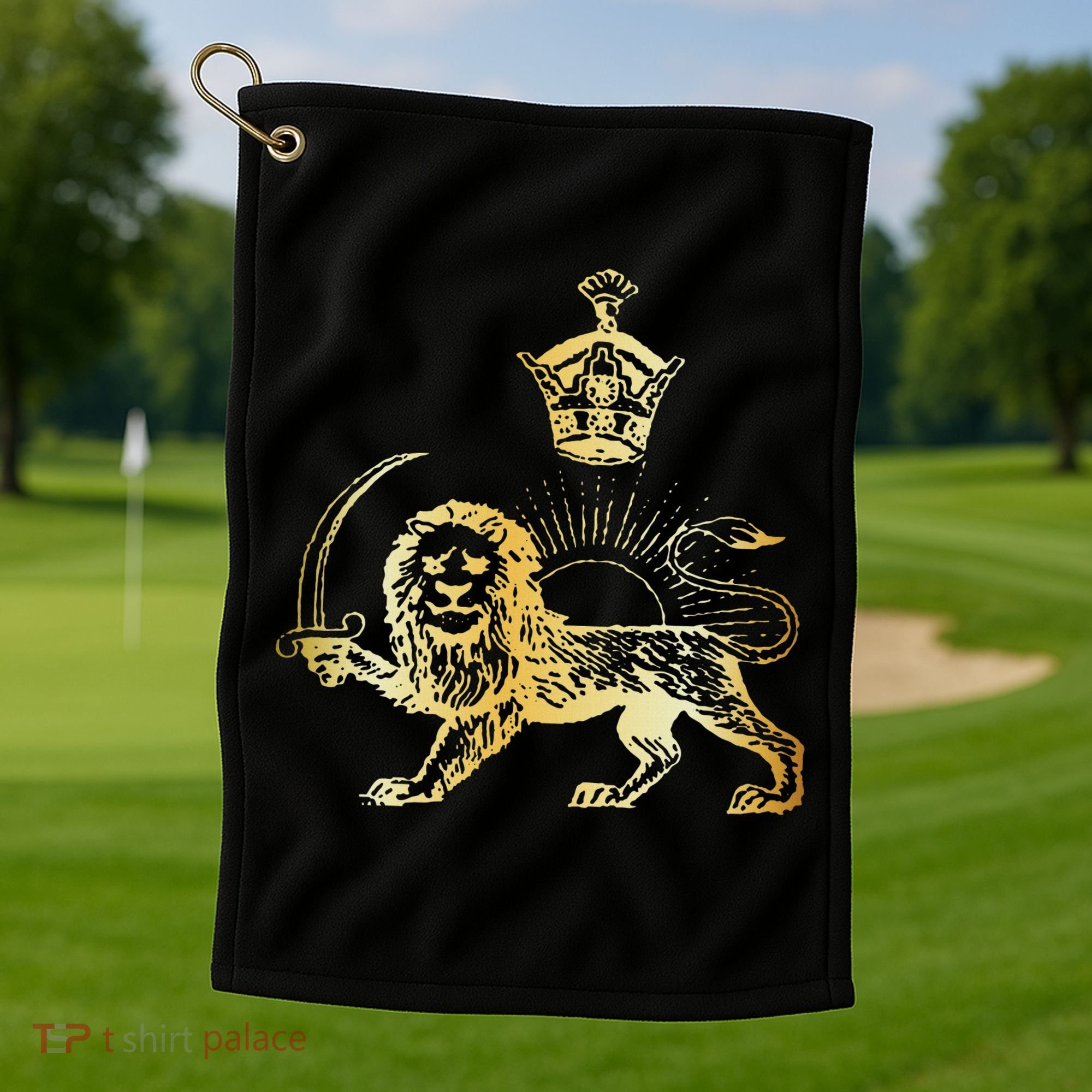 Persian Flag Iranian Lion Sun And Crown Iran Persia Golf Towel