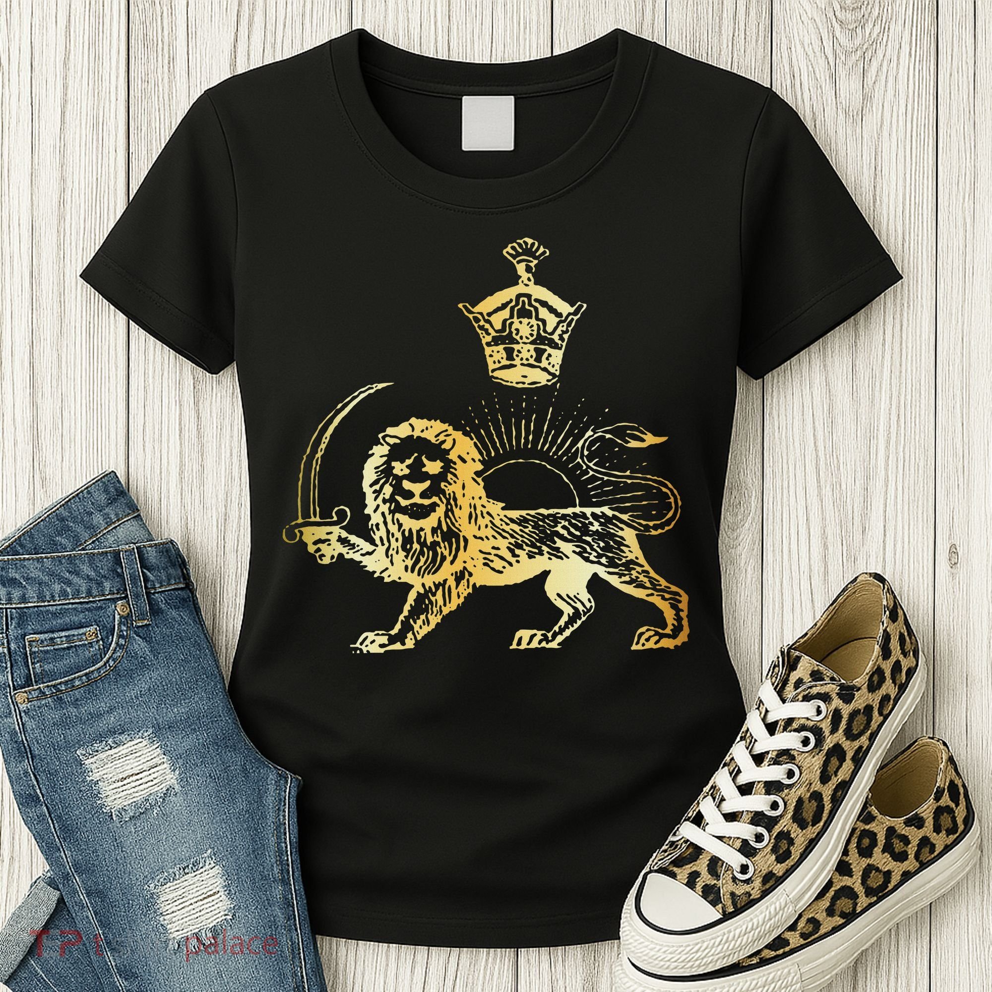 Persian Flag Iranian Lion Sun And Crown Iran Persia Women's T-Shirt