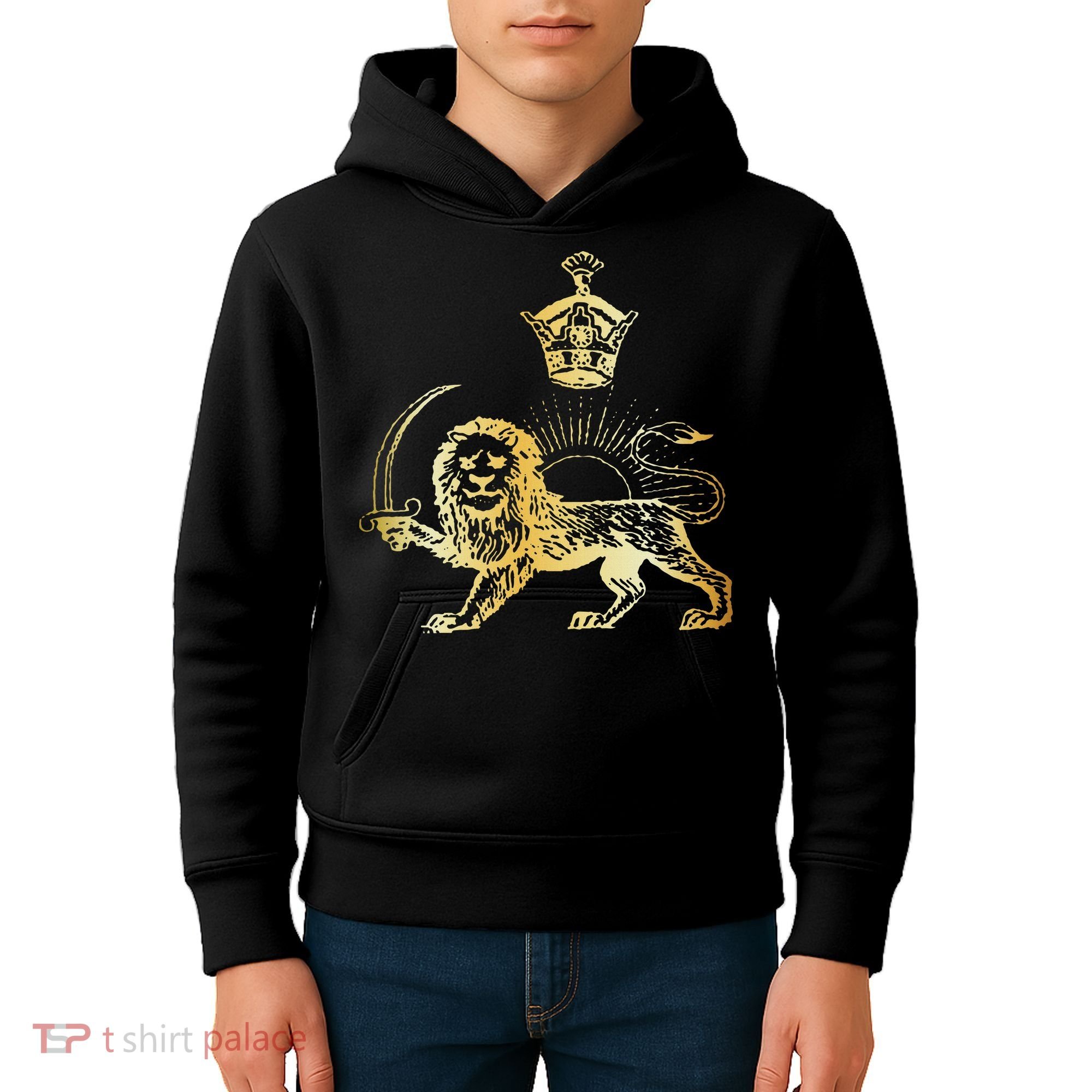 Persian Flag Iranian Lion Sun And Crown Iran Persia Kids Hoodie