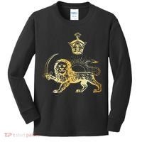 Persian Flag Iranian Lion Sun And Crown Iran Persia Kids Long Sleeve Shirt thumb 0