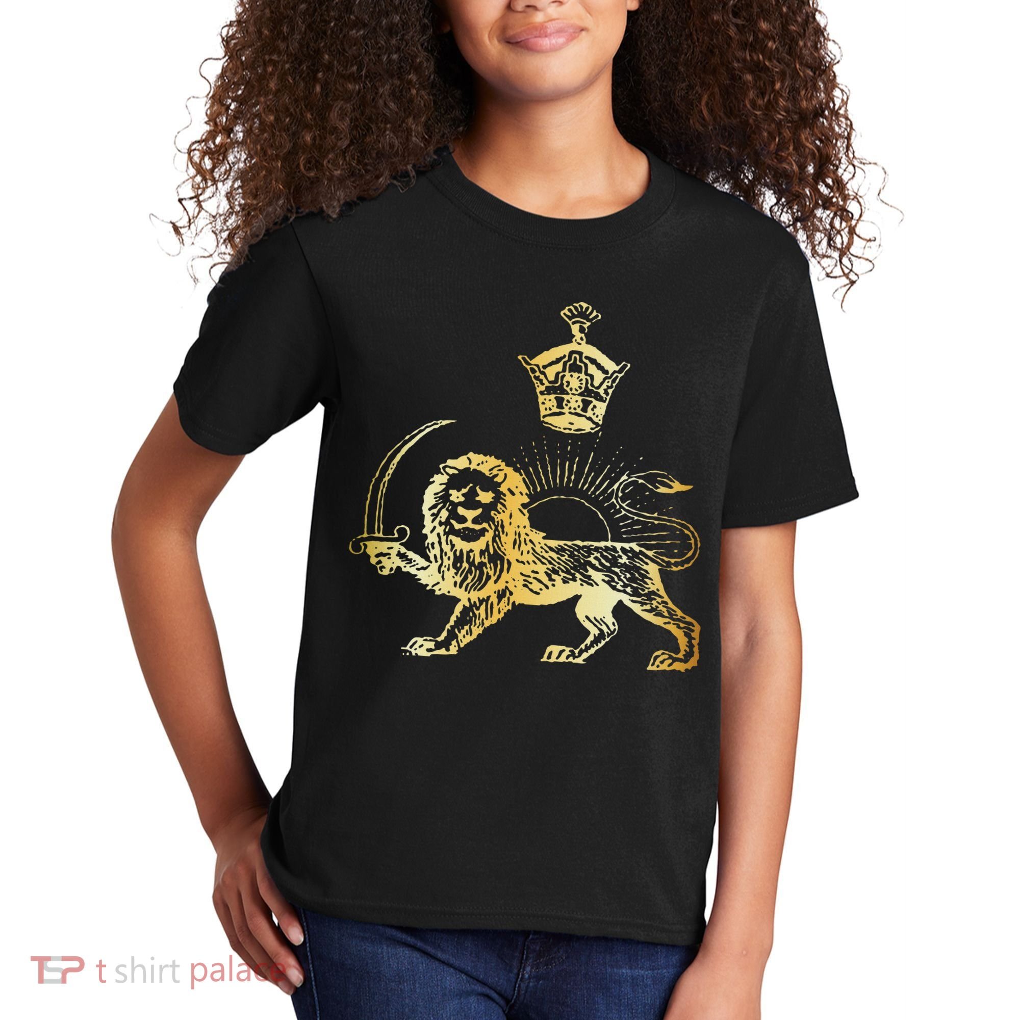 Persian Flag Iranian Lion Sun And Crown Iran Persia Kids T-Shirt