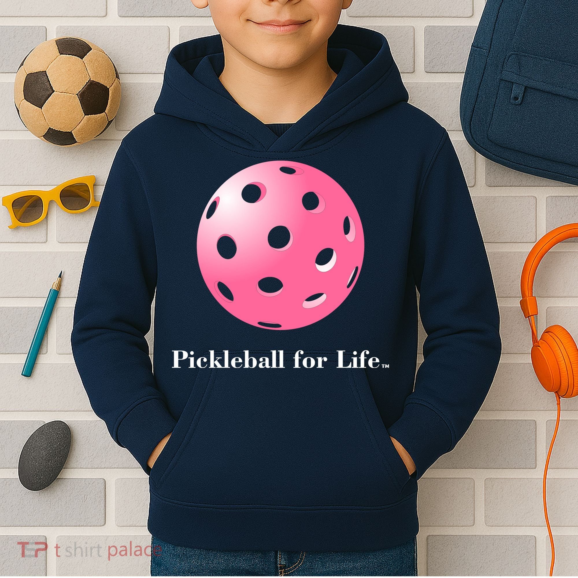 Pickleball For Life Pink Kids Hoodie