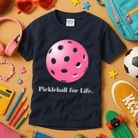 Pickleball For Life Pink Kids T-Shirt thumb 3
