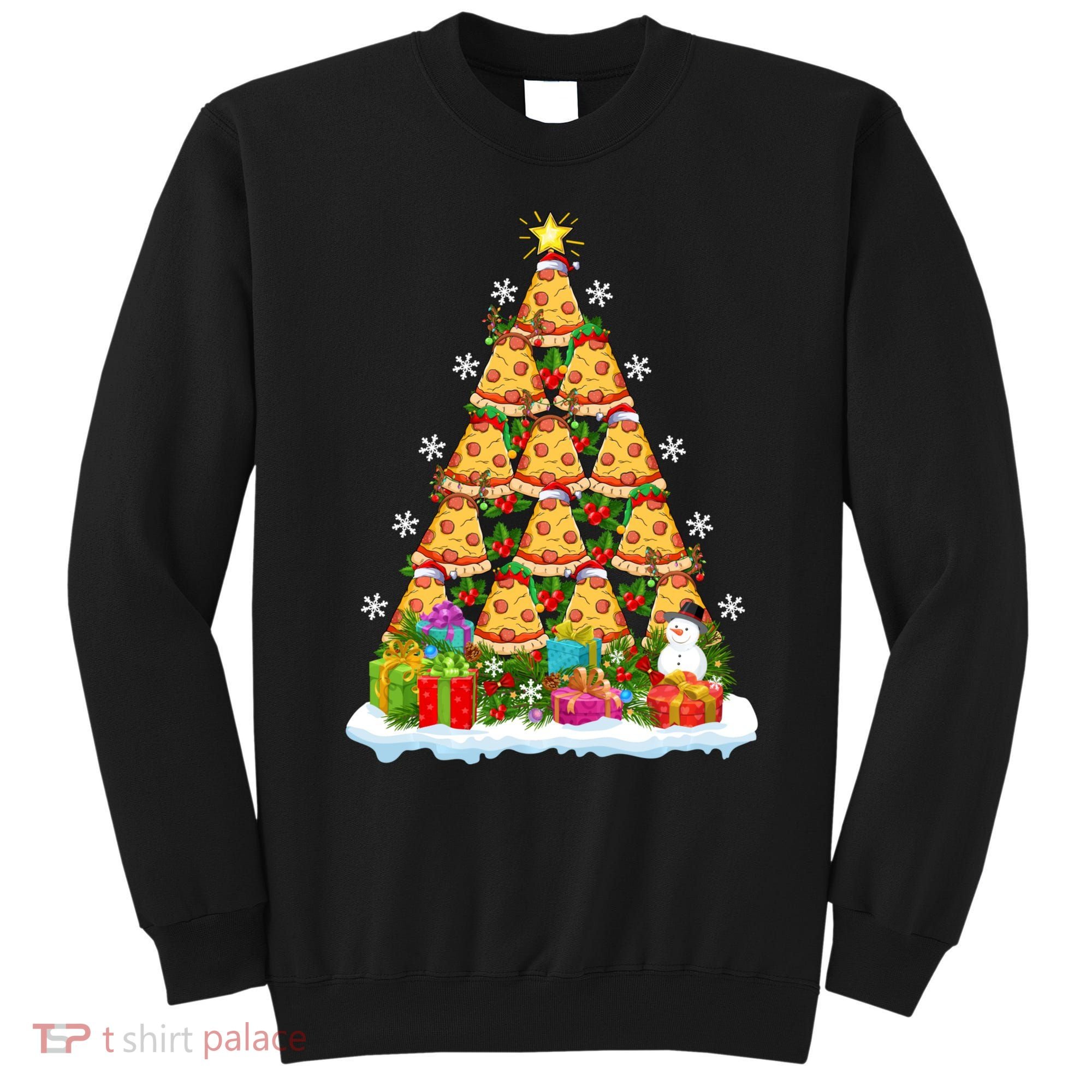 Pizza Food Lover Xmas Holiday Santa Pizza Christmas Tree Sweatshirt